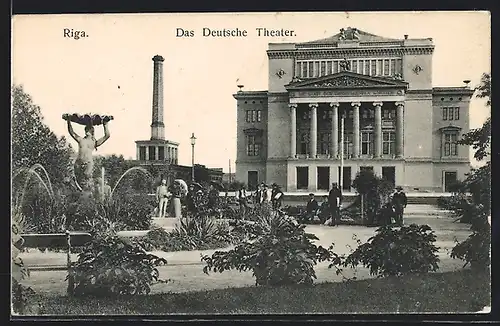 AK Riga, Das Deutsche Theater mit Brunnen