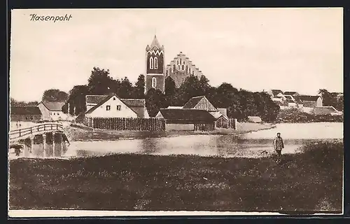 AK Hasenpoht, Blick über den Fluss zur Kirche