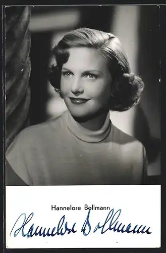 AK Schauspielerin Hannelore Bollmann am Lächeln, mit original Autograph