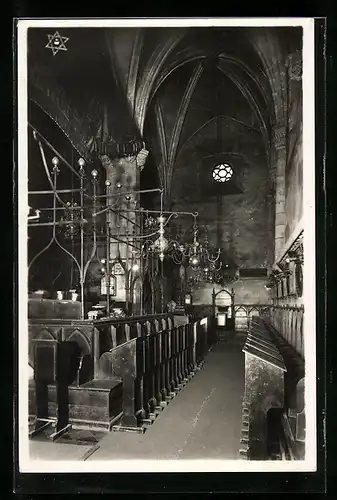 AK Prag, Synagoge mit Innenansicht