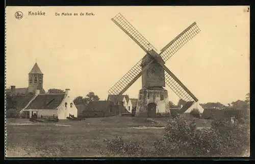 AK Knokke, de Molen en de Kerk, Windmühle
