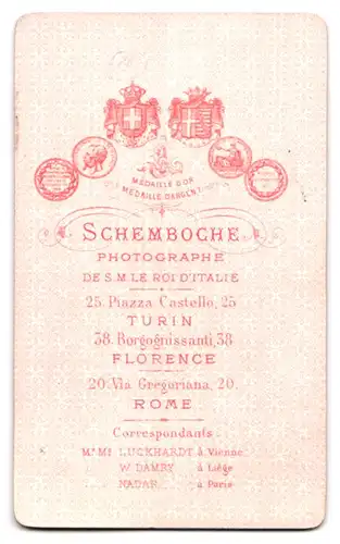 Fotografie Schemboche, Turin, Piazza Castello 25, Ältere Dame mit eleganter Frisur und strenger Miene