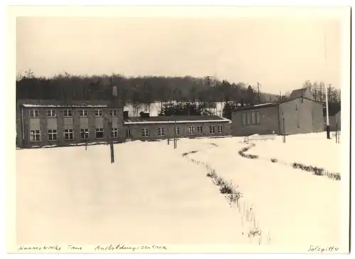 Fotografie unbekannter Fotograf, Ansicht Salzgitter, Ausbildungszentrum des Schacht Hannoversche Treue Nord im Winter