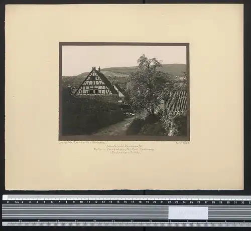 Fotografie Georg Friedrich Leonhardt, Stuttgart, Ansicht Oberbrüden, Backnanger Bucht, Fachwerkhaus im Ort 1925