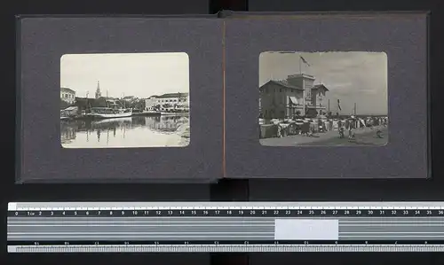 Fotoalbum mit 12 Fotografien, Ansicht Grado, Villa Spiaggia, Hafen, Calle Corbatto, Strandhotels, Muschelfischer