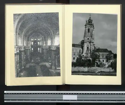 2 Fotoalben mit 92 Fotografien, Ansicht Dürnstein, Stiftskirche, Orgel, Fresko, Altar, Ottobeuren, Benediktinerabtei