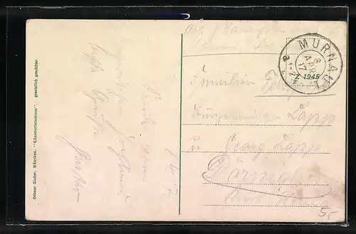 AK Murnau, Ortsansicht vor Bergpanorama