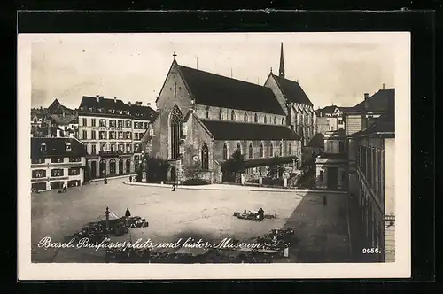 AK Basel, Barfüsserplatz und histor. Museum