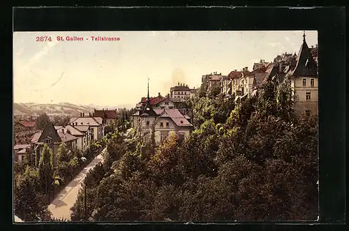 AK St. Gallen, Teilansicht mit Tellstrasse