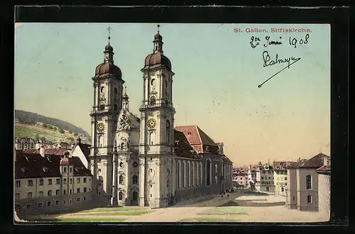 AK St. Gallen, auf dem Vorplatz der Stiftskirche
