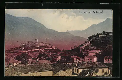 AK Bellinzona, Ortsansicht mit Bergen