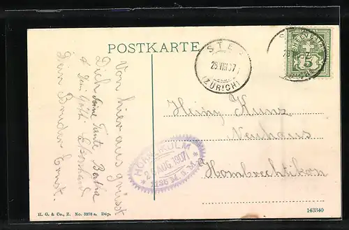 AK Hörnlikulm, Station Steg, Ansicht mit Flagge und Kühen