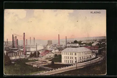 AK Kladno, Teilansicht mit Fabrik