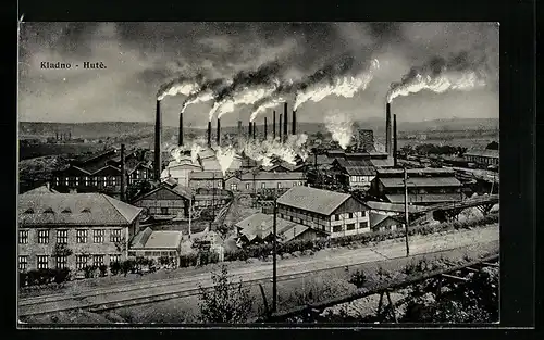 AK Kladno, Hute, Fabrik aus der Vogelschau