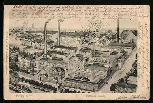 Künstler-AK Pecky n. Dr., Raffinerie cukru