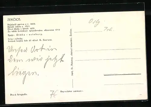 AK Zercice, Kirche, Ortspartien