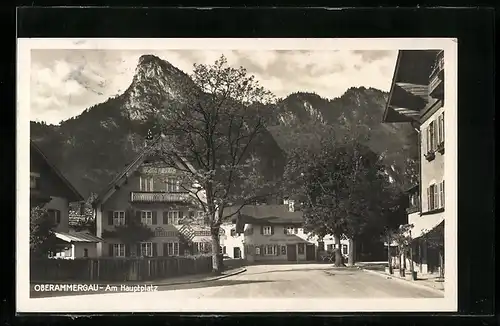 AK Oberammergau, Hauptplatz mit Konditorei und Café