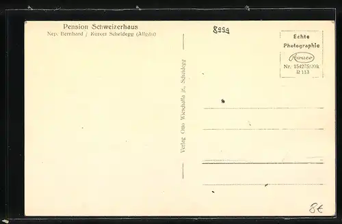 AK Scheidegg, Pension Schweizerhaus, Inh. Nep. Bernhard