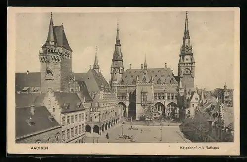 AK Aachen, Katschhof mit Rathaus