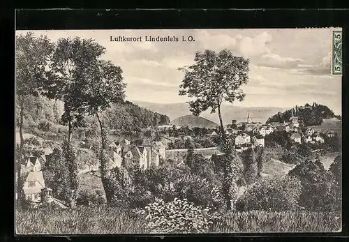 AK Lindenfels i. O., Ortsansicht aus der Vogelschau
