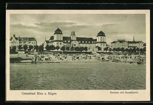 AK Binz a. Rügen, Kurhaus mit Strandpartie