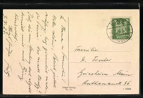 AK Binz a. Rügen, Kurhaus mit Strandpartie