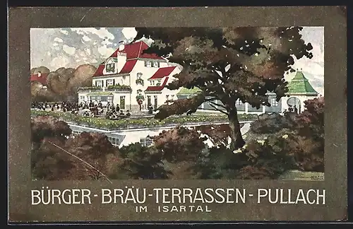 AK Pullach, Gasthaus Bürger-Bräu-Terrassen