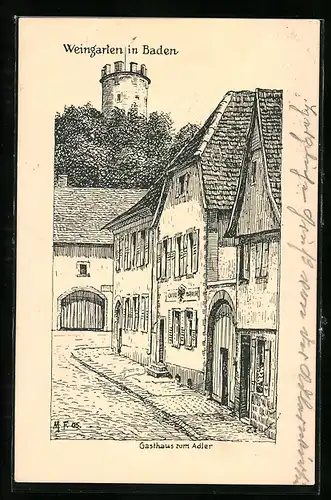 Künstler-AK Weingarten in Baden, Gasthaus zum Adler