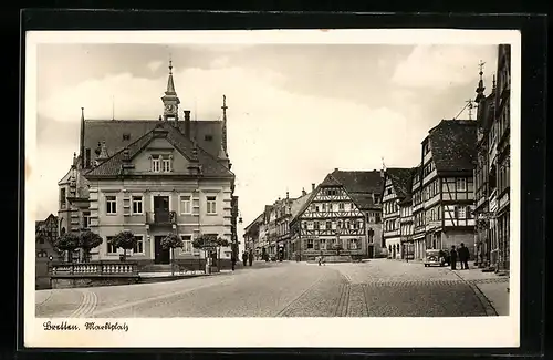 AK Bretten, Marktplatz mit Rathaus