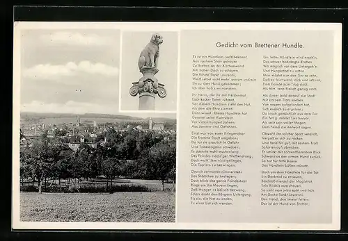 AK Bretten, Gedicht vom Brettener Hundle, Ortsansicht
