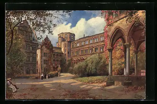 Künstler-AK Heinrich Hoffmann: Heidelberg, Der Schlosshof