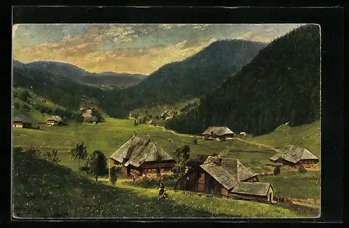 Künstler-AK Heinrich Hoffmann: Hinter-Todtmoos, Panorama
