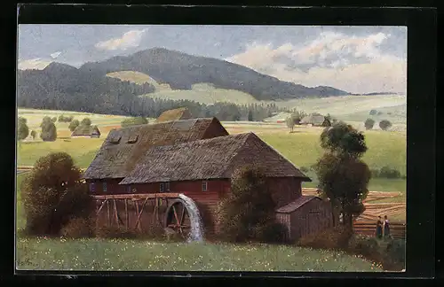 Künstler-AK Heinrich Hoffmann: Schneidemühle im Schwarzwald
