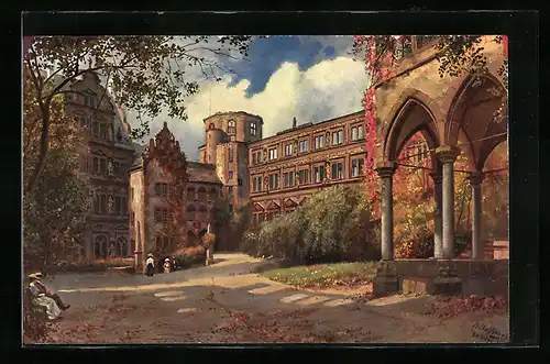 Künstler-AK Heinrich Hoffmann: Heidelberg, Der Schlosshof