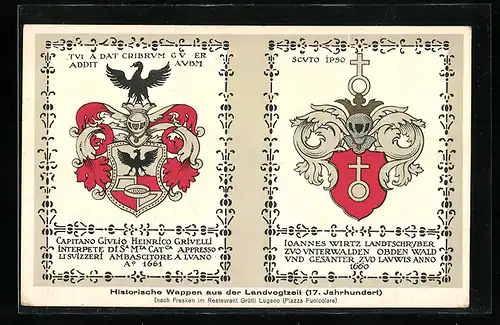 Künstler-AK Historische Wappen aus der Landvogtzeit