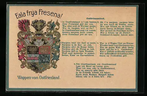 AK Wappen von Ostfriesland mit Gedicht