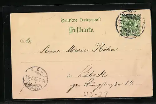 Lithographie Hamburg, Vierländerin in Tracht