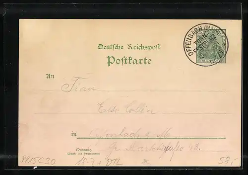 Lithographie Ganzsache PP15C30: Offenbach, 25. Mittelrheinisches Jubiläums Kreis-Turnfest 1901, Turnvater Jahn