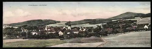 Klapp-AK Chudenice, Panorama mit Kirche
