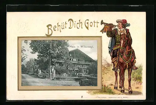 AK Wilderswyl, Haus, Reiter, Behüt dich Gott