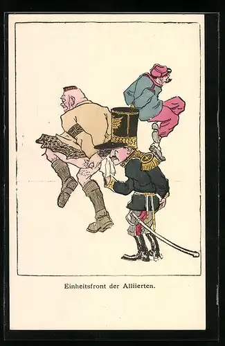 AK Propaganda 1. Weltkrieg - Einheitsfront der Alliierten