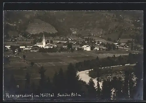AK Rangersdorf im Mölltal, Blick zum Ort mit Kirche