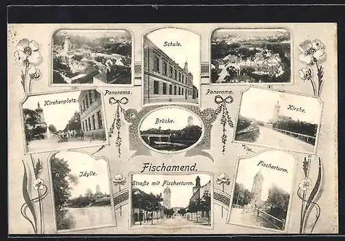 AK Fischamend, Schule, Brücke, Kirche