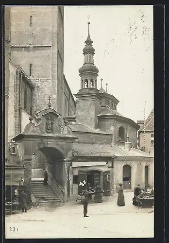 AK Hall /Tirol, Strassenpartie mit Kirche 1910