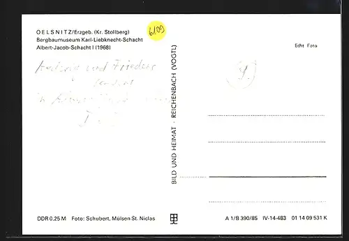 AK Oelsnitz /Erzgeb., Bergbaumuseum Karl-Liebknecht-Schacht, Albert-Jacob-Schacht I 1968, Kohle