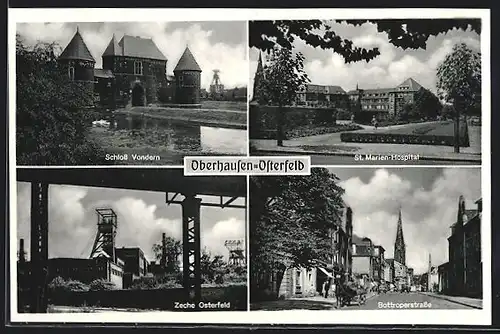AK Oberhausen-Osterfeld, Zeche, Schloss Vondern, St.-Marien-Hospital, Bottroperstrasse