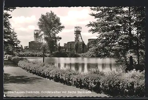 AK Oberhausen-Sterkrade, Gondelweiher mit Zeche Sterkrade