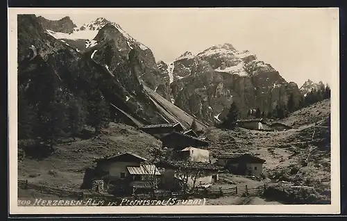 AK Herzleben-Alm im Pinnistal, Ortspartie mit Bergen