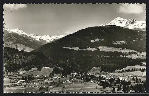 AK Simmerlach bei Oberdrauburg, Teilansicht mit Bergen
