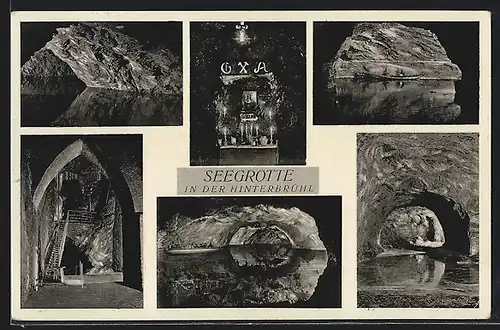 AK Hinterbrühl, Seegrotte, 6 Ansichten
